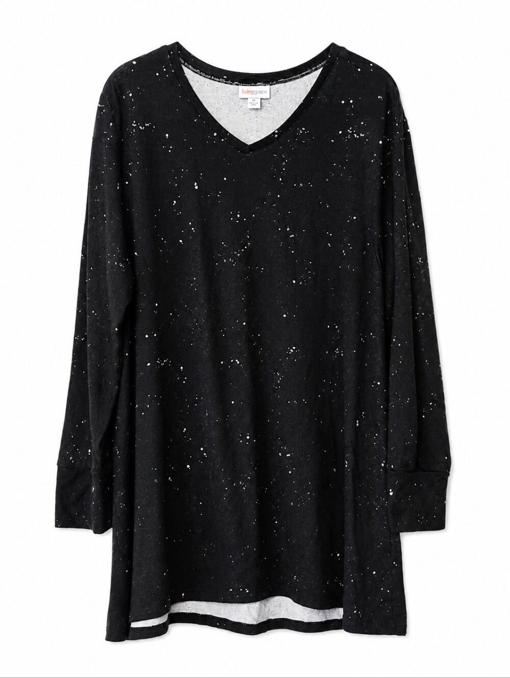 LuLaRoe Black White Speck V-Neck Long Sleeve Knit Size XL
